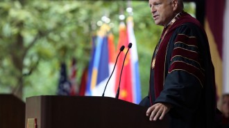 Incoming students, family, and friends attended the new student convocation of the 128th graduating class under the oaks at Elon University on Saturday, August 23, 2014. This new class will graduate in 1,365 days. (Al Drago/ELN)