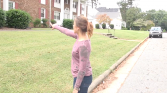 Nicole Molkentin shows where she was verbally harassed last weekend.