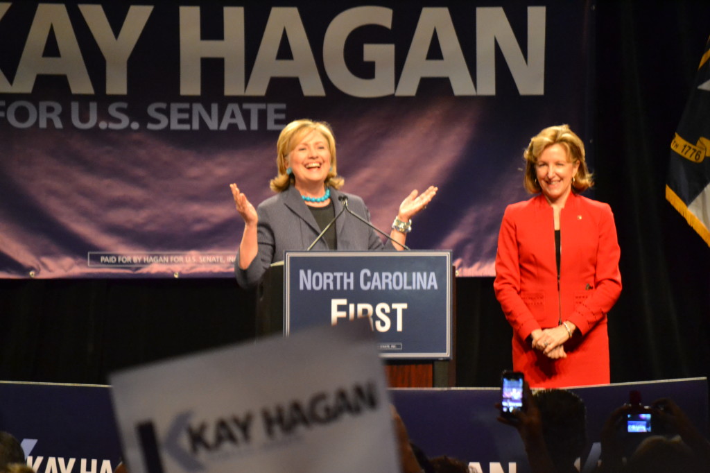 Former Secretary of State Hillary Clinton voices her support for Hagan.