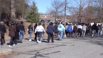 Marchers Arriving at North Park's Mayco Bigelow Community Center