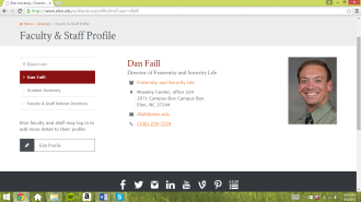 Dan Faill profile page on Elon University's Website