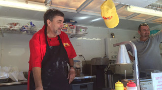 Jake West, founder of Dusty Donuts enjoys interacting with his customers at Food Truck Frenzy.