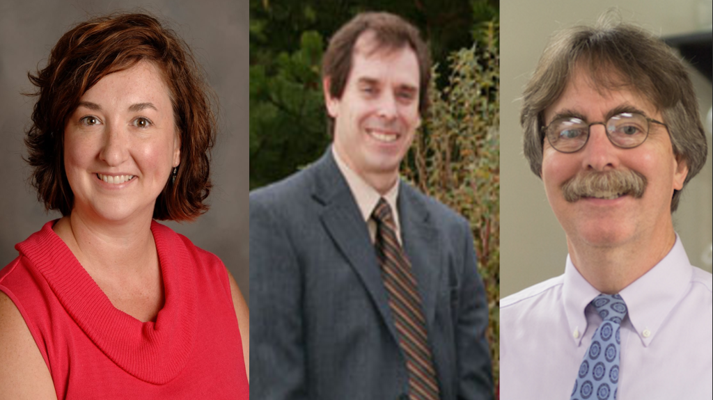 The three candidates being considered for the dean position. Pictured from left to right: Gabie Smith, Scott Furlong, Paul Greenwood. Sources: Elon University, University of Wisconsin Green Bay, Colby College