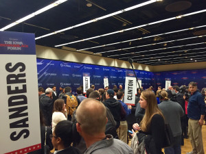 The "Spin Room" at the Brown and Black Democratic Forum, where representatives of the Democratic candidates provided their commentary on the Forum.