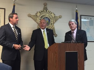 Congressman Walker (left), Sheriff Terry Johnson (center), County attorney Clyde Albright (right)